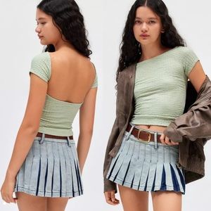 NWT UO Silence + Noise Nadia Textured Open Back Top Dusty Sage Green Size Small